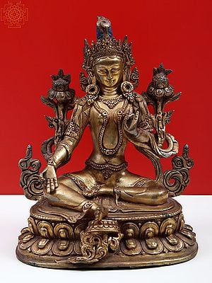 8" Tibetan Buddhist Deity Green Tara in Copper