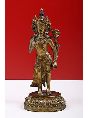 10" Tibetan Buddhist Deity Padmapani Statue (Avalokiteshvara) in Copper