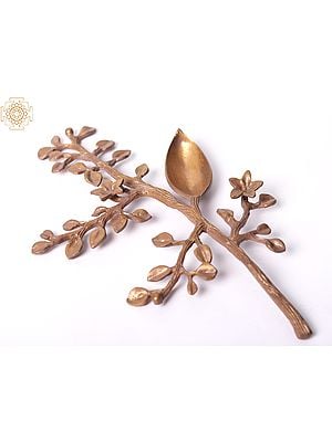 10" Brass Decorative Hand-Painted Tree Branch Diya