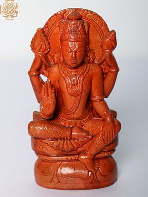 6" Lord Vishnu Sitting Stone Statue