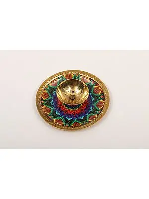 3" Small Colorful Designer Diya (Lamp) in Brass