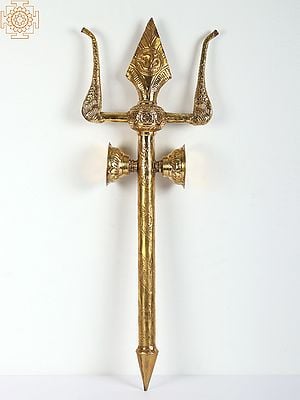 Lord Shiva Trishul with Damru In Brass