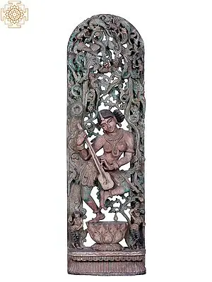 60" Large Wooden Dancing Lady On Pedestal