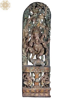 60" Large Wooden Dancing Lord Ganesha