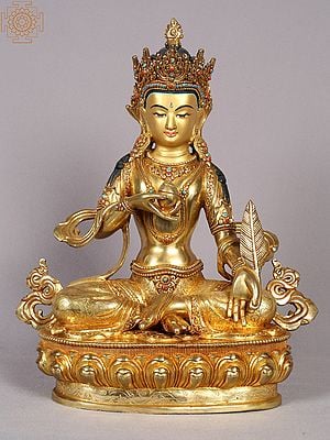 14" Kshitigarbha Bodhisattva Copper Statue with Gold Plated