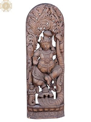 42" Large Wooden Kaliya Krishna (The Dance of Victory)