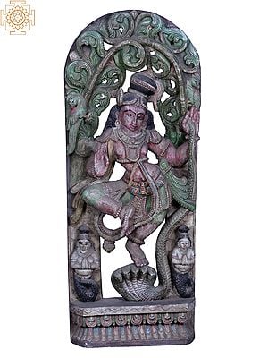 36" Large Wooden Kaliya Krishna (The Dance of Victory)