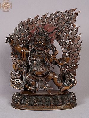 12" Tibetan Buddhist Deity Vajrapani Copper Statue from Nepal
