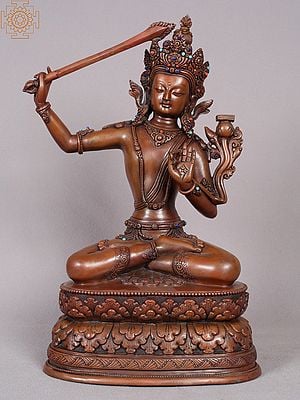 13" Manjushri Copper Statue from Nepal