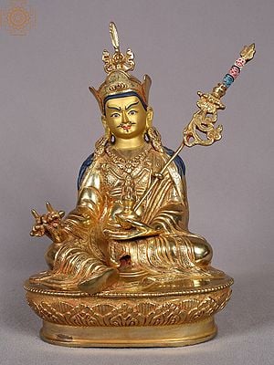 9" Guru Padmasambhava Sculpture | Nepalese Copper Statue