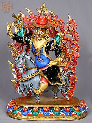 14" Palden Lhamo Statue from Nepal | Nepalese Copper Idols