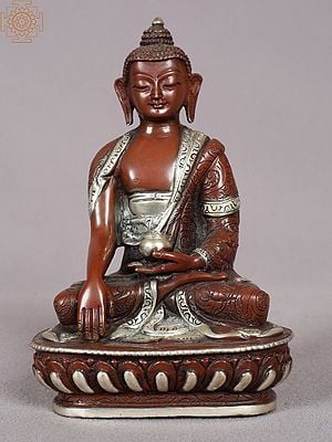 6" Lord Buddha in Bhumi-Sparsha Mudra | Nepalese Copper Statue