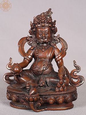 5" Tibetan Buddhist Lord Kubera Copper Idol | Statue from Nepal