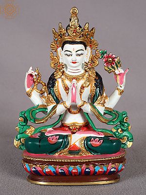 5" Colorful Chenrezig (Avalokiteshvara) from Nepal