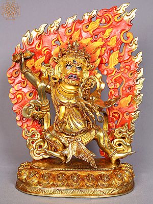 13" Vajrapani Copper Statue from Nepal | Tibetan Buddhist Deity Idols
