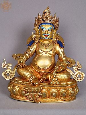 12" Tibetan Buddhist God Kubera Copper Statue from Nepal