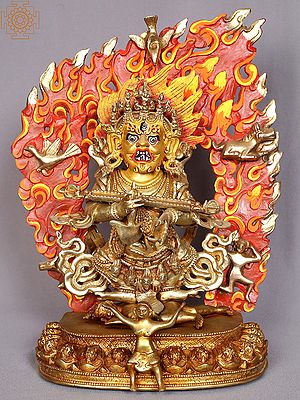 13" Safu Mahakala Copper Statue from Nepal