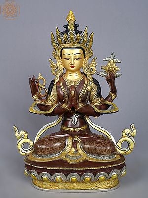 13" Four Armed Avalokiteshvara Copper Statue from Nepal