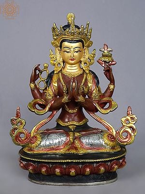 9" Chenrezig (Avalokiteshara) Idol | Nepalese Copper Statue