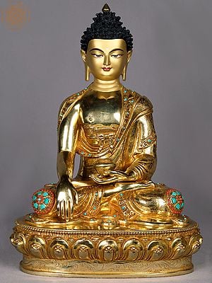 13" Lord Bhumisparsha Buddha Idol | Copper Statue from Nepal