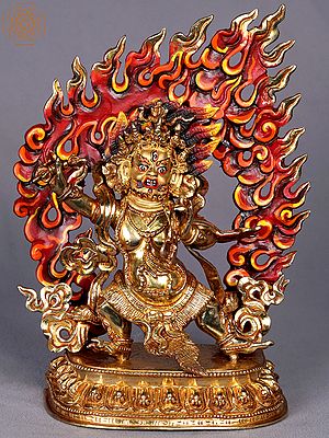 9" Vajrapani Copper Statue from Nepal | Tibetan Buddhist Deity Idol