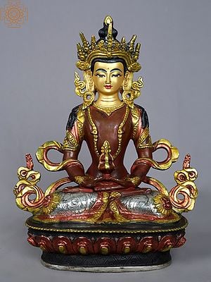 9" Lord Aparmita Buddha Copper Statue | Tibetan Buddhist Deity Figurines