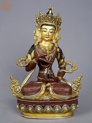 13" Tibetan Buddhist Deity Vajrasattva Copper Statue from Nepal