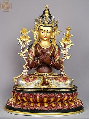 24" Tibetan Buddhist Deity Maitreya Buddha From Nepal