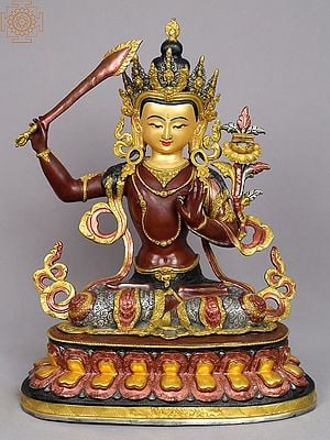 18" Manjushri Copper Statue from Nepal | Buddhist Deity Idols