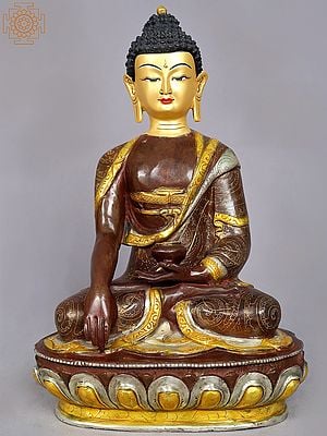 13" Bhumi-Sparsha Buddha Copper Statue from Nepal | Buddhist Deity Idols