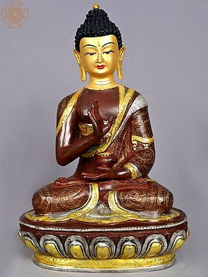 13" Lord Buddha Idol in Abhaya Mudra | Nepalese Copper Statue