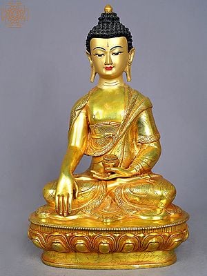 13" Shakyamuni Buddha Copper Statue from Nepal | Buddhist Deity Idols