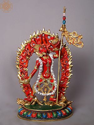 11" Goddess Red Vajrayogini Copper Statue from Nepal | Buddhist Deity Idols
