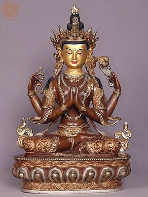 15" Tibetan Buddhist Deity Chenrezig From Nepal