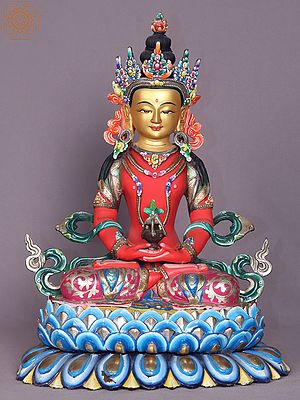 13" Copper Lord Aparmita Buddha Idol | Buddhist Deity Statue
