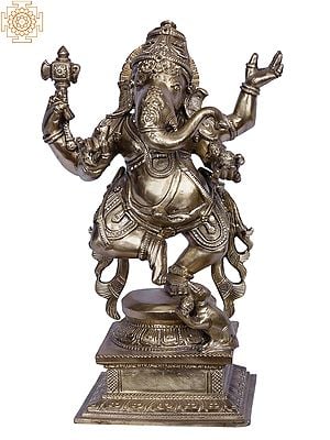 12" Dancing Lord Ganesha | Hoysala Art