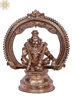 12'' Lord Ayyappan Statue | Madhuchista Vidhana (Lost-Wax) | Panchaloha Bronze from Swamimalai