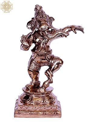 4" Small Dancing Ganesha Statue | Handmade | Madhuchista Vidhana (Lost-Wax) | Panchaloha Bronze from Swamimalai