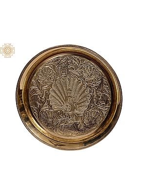 9" Brass Peacock Design Plate