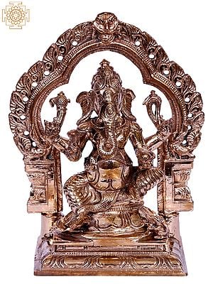 5" Bronze Sitting Lord Ganesha with Throne