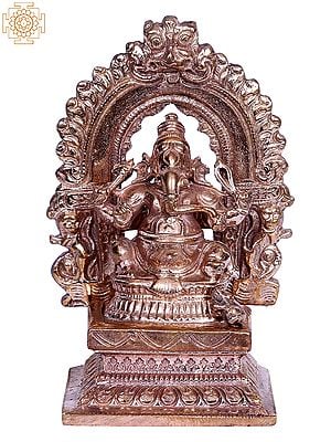 3" Bronze Lord Ganesha Statue Seated on Throne
