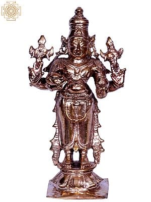 4'' Small Standing Lord Vishnu (Perumal) Statue | Madhuchista Vidhana (Lost-Wax) | Panchaloha Bronze from Swamimalai
