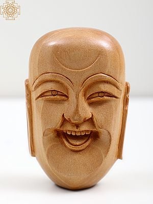3" Wooden Laughing Buddha Head