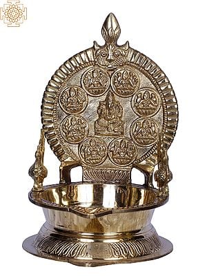 10" Brass Ashtalakshmi Lamp (Diya)