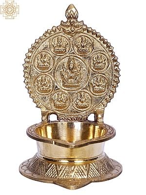6" Ashtalakshmi Diya (Lamp) in Brass