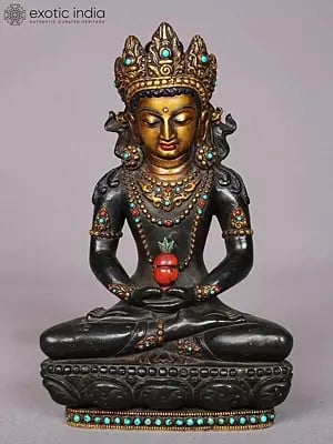 9" Superfine Black Stone Lord Aparmita Buddha