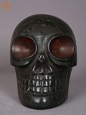 8" Superfine Black Stone Skull