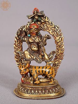 4" Small Superfine Tibetan Buddhist Deity Vajrapani Copper Statue