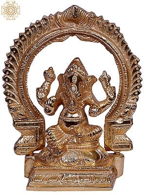 4" Brass Sitting Lord Ganesha with Throne