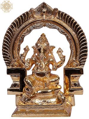 9" Brass Sitting Lord Ganapti with Throne